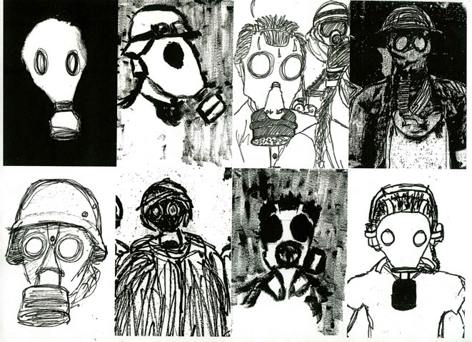 Gas Masks illustration by Tom Colmans